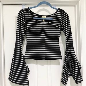 NWT Torn by Ronny Kobo XS crop top with bell sleeves